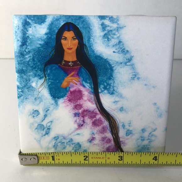 Whispers Native American Hand Painted Tile Traci Rabbit - Picture 2 of 4